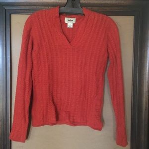 Neiman Marcus orange cashmere cable sweater
